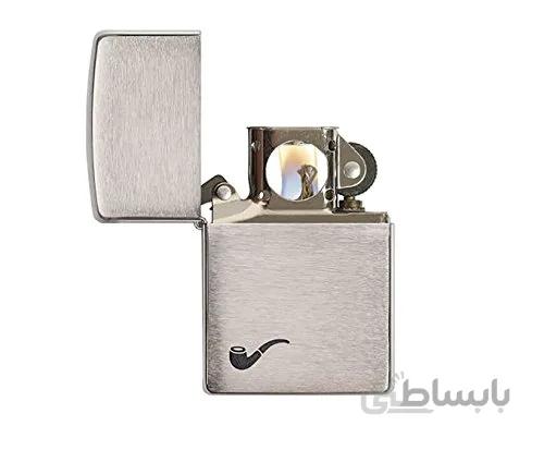 فندک Zippo طرح Pipe با پرداخت کرومی ا Zippo Lighter Pipe Brushed Chrome Design