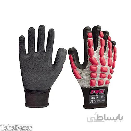 دستکش ضد ضربه کپسولی کف مواد لتکس FOX ( کد: 8214 )