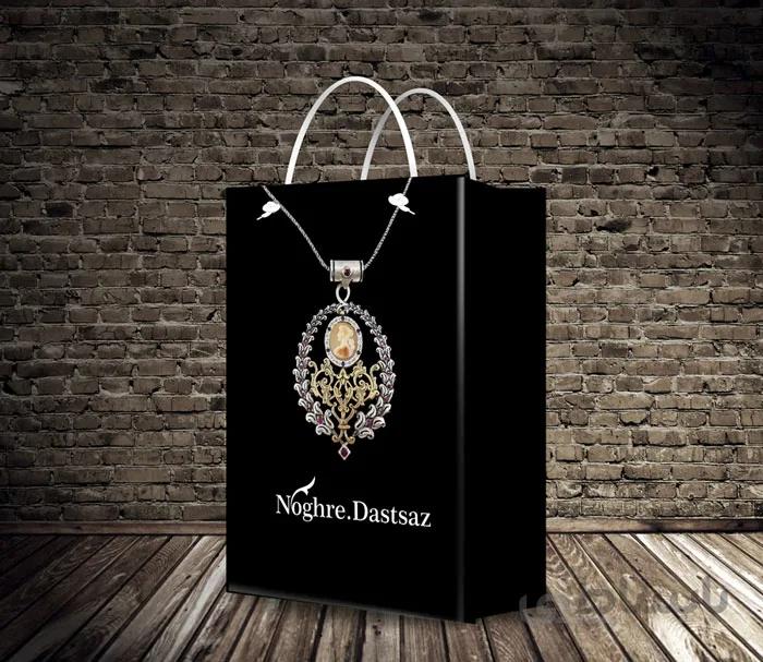 طرح ساک دستی کاغذی طلا و جواهرات لایه باز