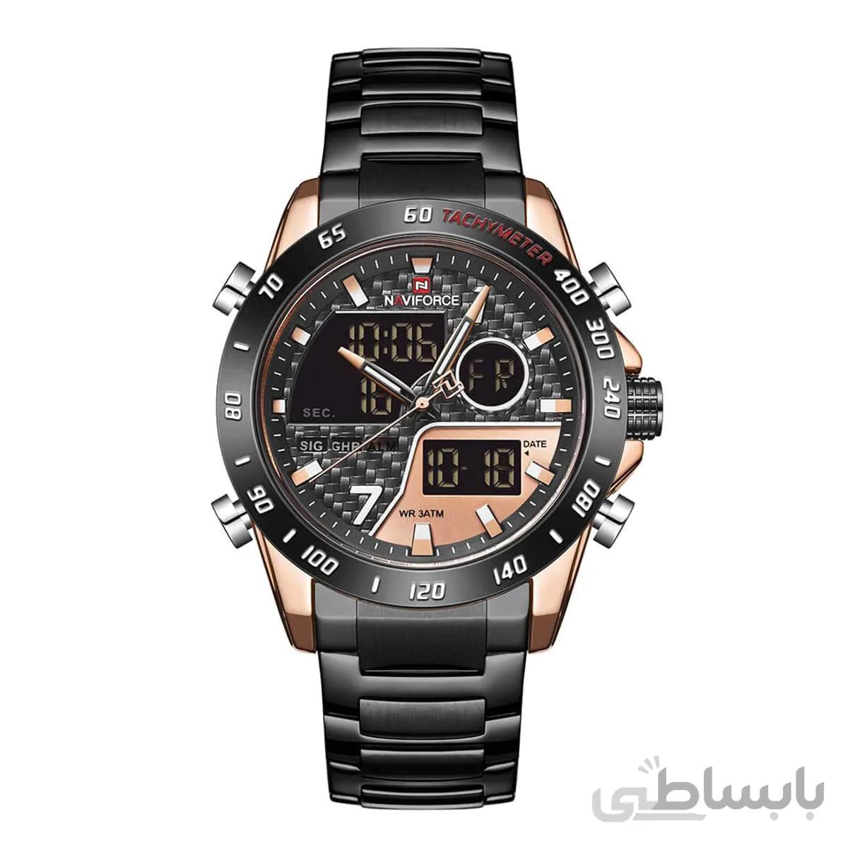 ساعت مچی نیوی فورس مردانه مشکی_رزگلد مدل Naviforce 9171