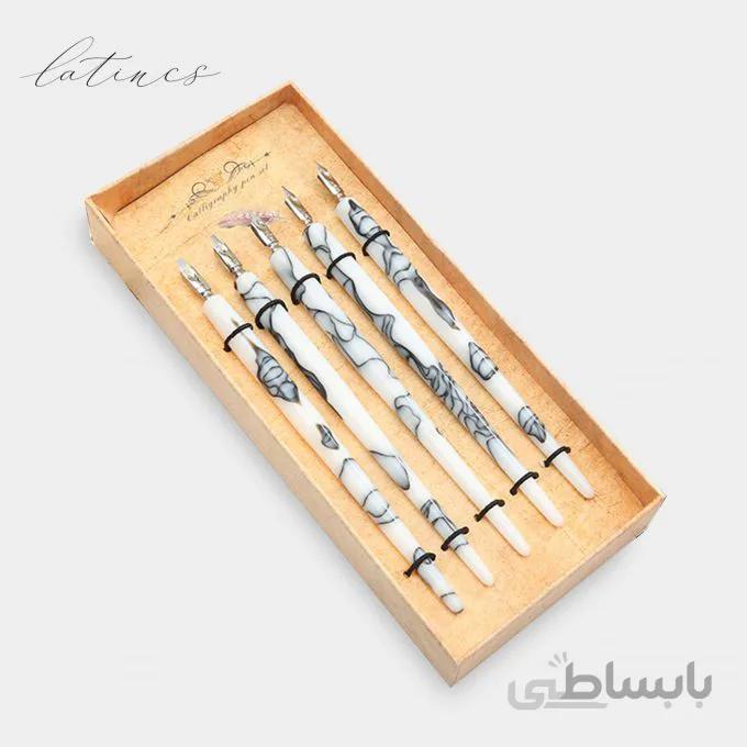 ست دسته قلم ابروباد سفید