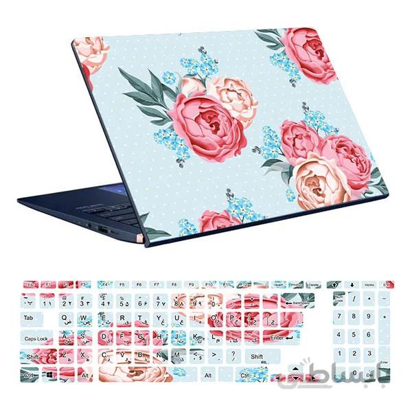 اسکین لپ تاپ طرح Flower کد ۰۷ به همراه استیکر کیبورد