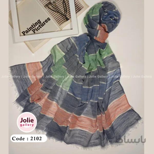 شال نخ کتان لمه دار کد 2102