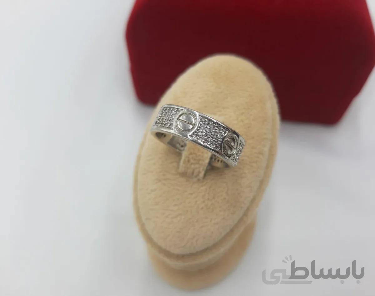 انگشتر کارتیر نگین کاری شده سیلور