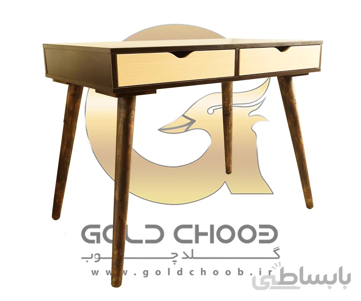 میز تحریر پایه چوبی دو کشو GT102