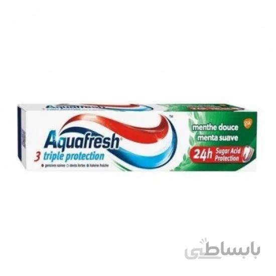 خمیردندان آکوافرش سری Triple Protection مدل menta fresca حجم 75 میلی لیتر ا Aquafresh Thoothpaste Triple Protection menta fresca 75ml
