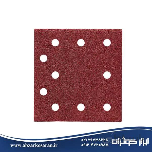 صفحه سنباده پشت کرکی مربعی 107*115 م م گرید 120 ده سوراخ AEG ا Sanding plate behind fluffy square 107 * 115 mm, grade 120, ten AEG holes