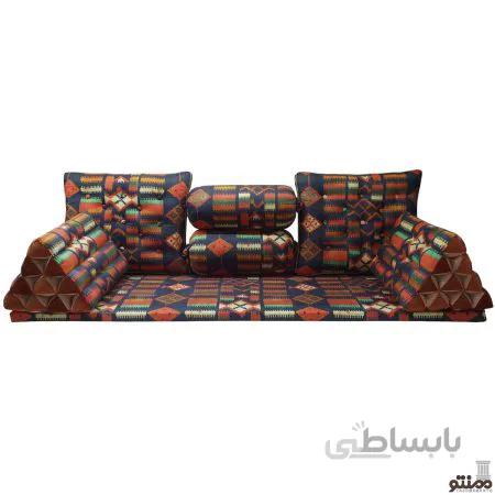 پشتی سنتی شاه نشین مخمل طرح عشایر – ست 7 تکه جاجیم