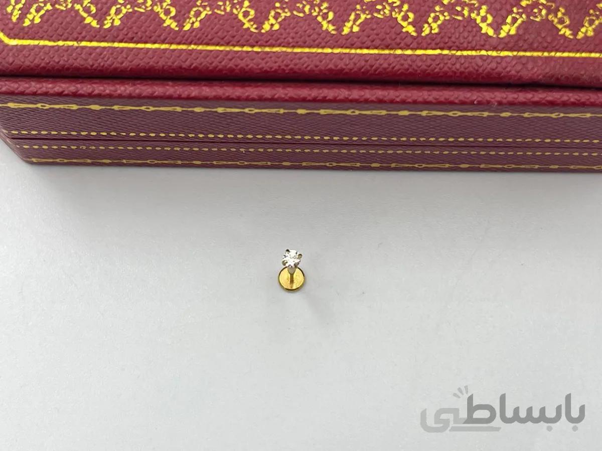 پیرسینگ لب طلایی نگین دار