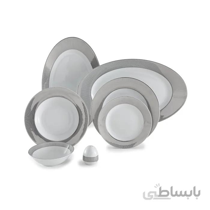 سرویس چینی زرین 6 نفره غذاخوری پالادیوم (28 پارچه) ا Zarin Iran ItaliaF Palladium 28 Pieces Porcelain Dinnerware Set