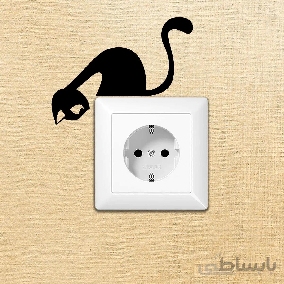 اشکال دکوراتیو کلید و پریز فروشگاه اژنگ طرح گربه کد AD S 589