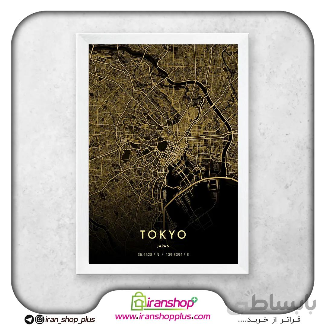 تابلو نقشه شهر توکیو با تم Black Gold