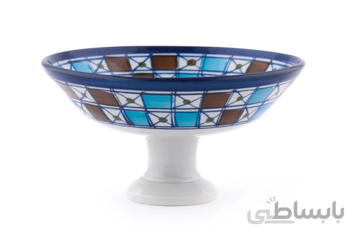 خرماخوری پایه دارکوچک چینی میبد مروارید طرح شطرنجی