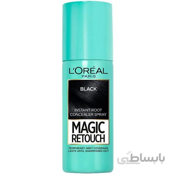 اسپری رنگ (کانسیلر) ریشه مو لورال مدل Magic Retouch | رنگ Black | حجم ۷۵ میل