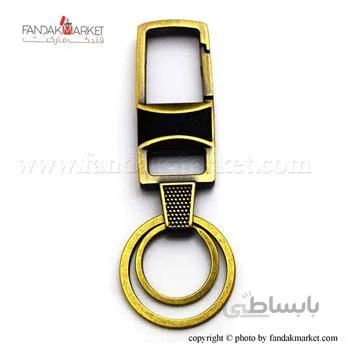جاکلیدی دو طرفه چرم و فلز دو حلقه ای
