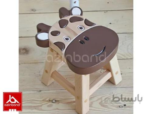 صندلی کودک چوبی طرح گاویی شماره یک ا ساخته شده با چوب درختان میوه یا جنگلی