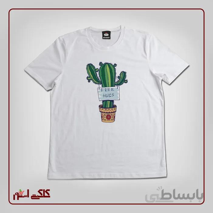 تیشرت سفید طرح کاکتوس CF1008