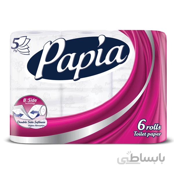 دستمال توالت پاپیا - 6 قلو