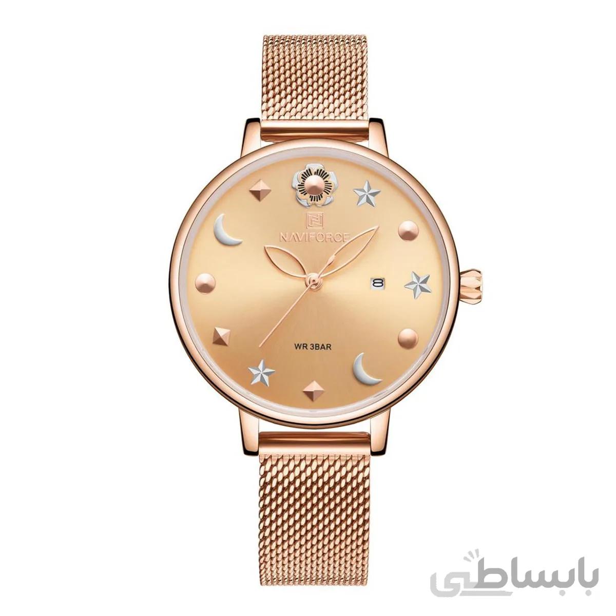 ساعت مچی نیوی فورس زنانه طلایی مدل Naviforce 5009