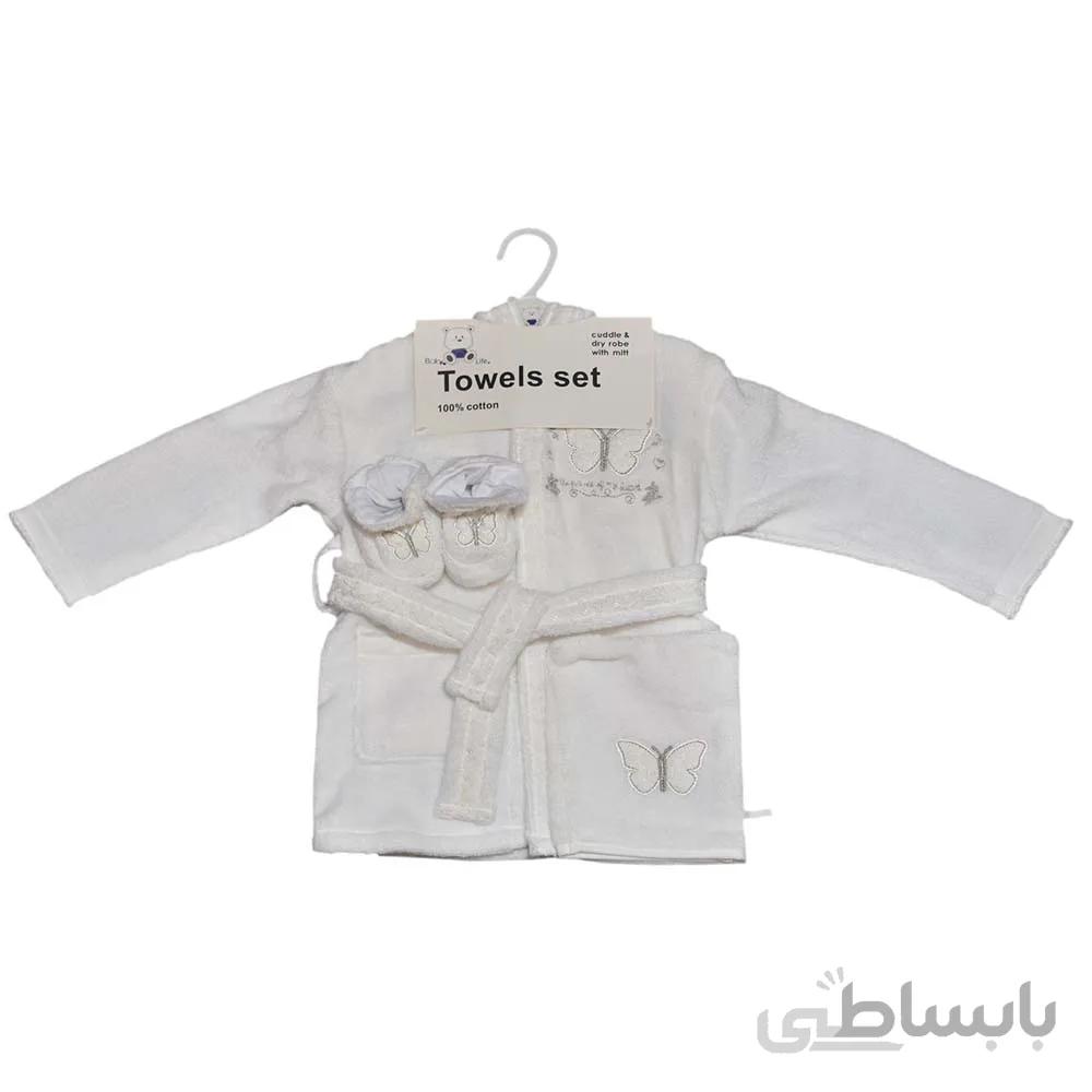 ست 5 تکه حوله کودک بیبی فور لایف baby for life طرح پروانه