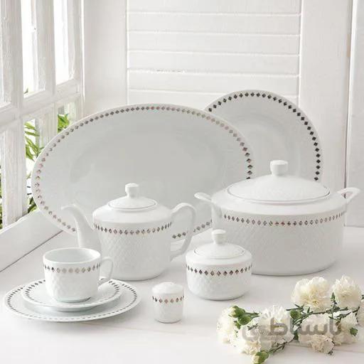 سرویس چینی زرین 12 نفره کامل سیلور ری (102 پارچه) ا Zarin Iran Radiance Silver-Ray 102 Pieces Porcelain Dinnerware Set