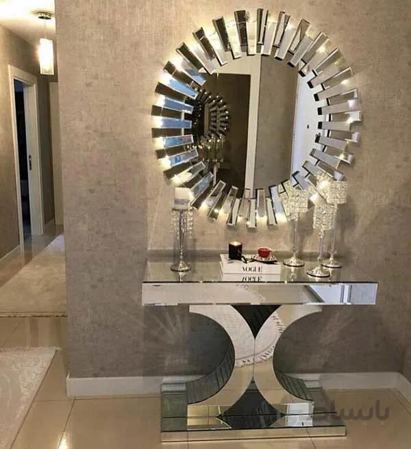آینه دکوراتیو خورشیدی لوکس نقره ای