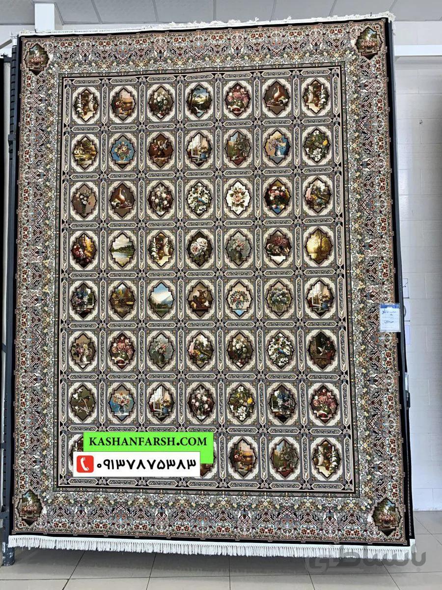 فرش کاشان طرح خشت تابلو (1200 شانه)