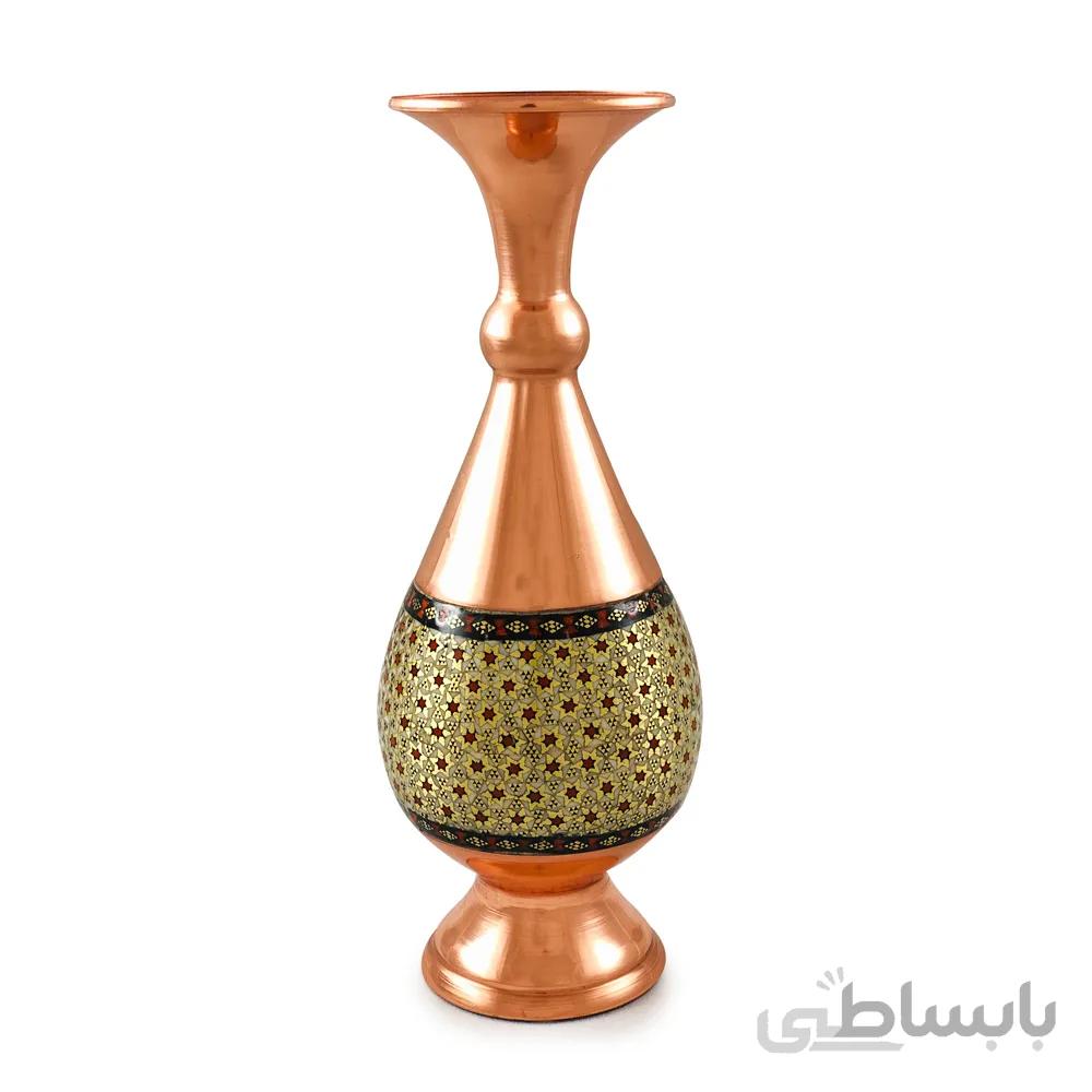 گلدان مس و خاتم مدل موشکی 20 سانتی