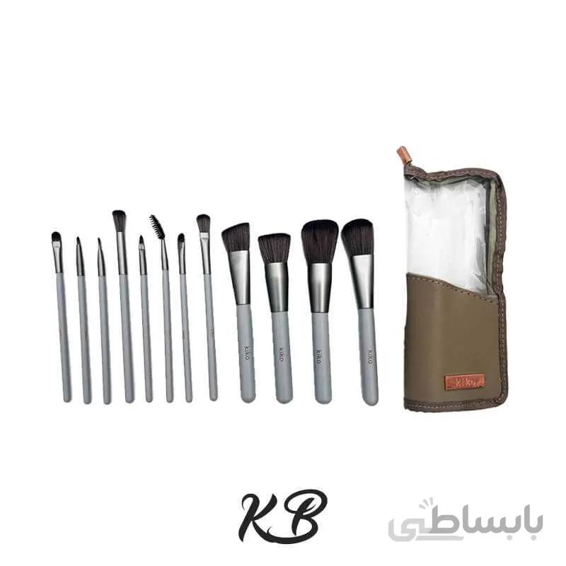 ست براش کیفدار 12 تکه طوسی کیکو