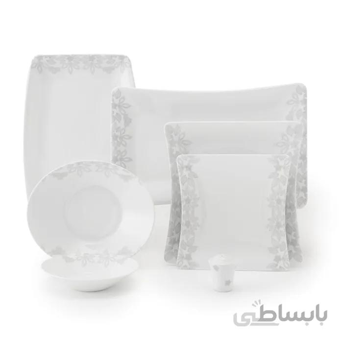 سرویس چینی زرین 6 نفره غذاخوری حریر (30 پارچه) ا Zarin Iran Vinci-Elise Harir 30 Pieces Porcelain Dinnerware Set