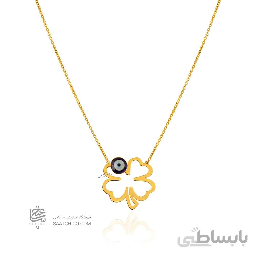 گردنبند طلا طرح شبدر با چشم نظر کد LN885