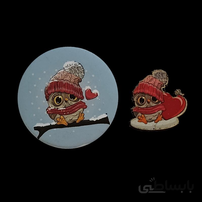 ست پیکسل چوبی و فلزی طرح جغد