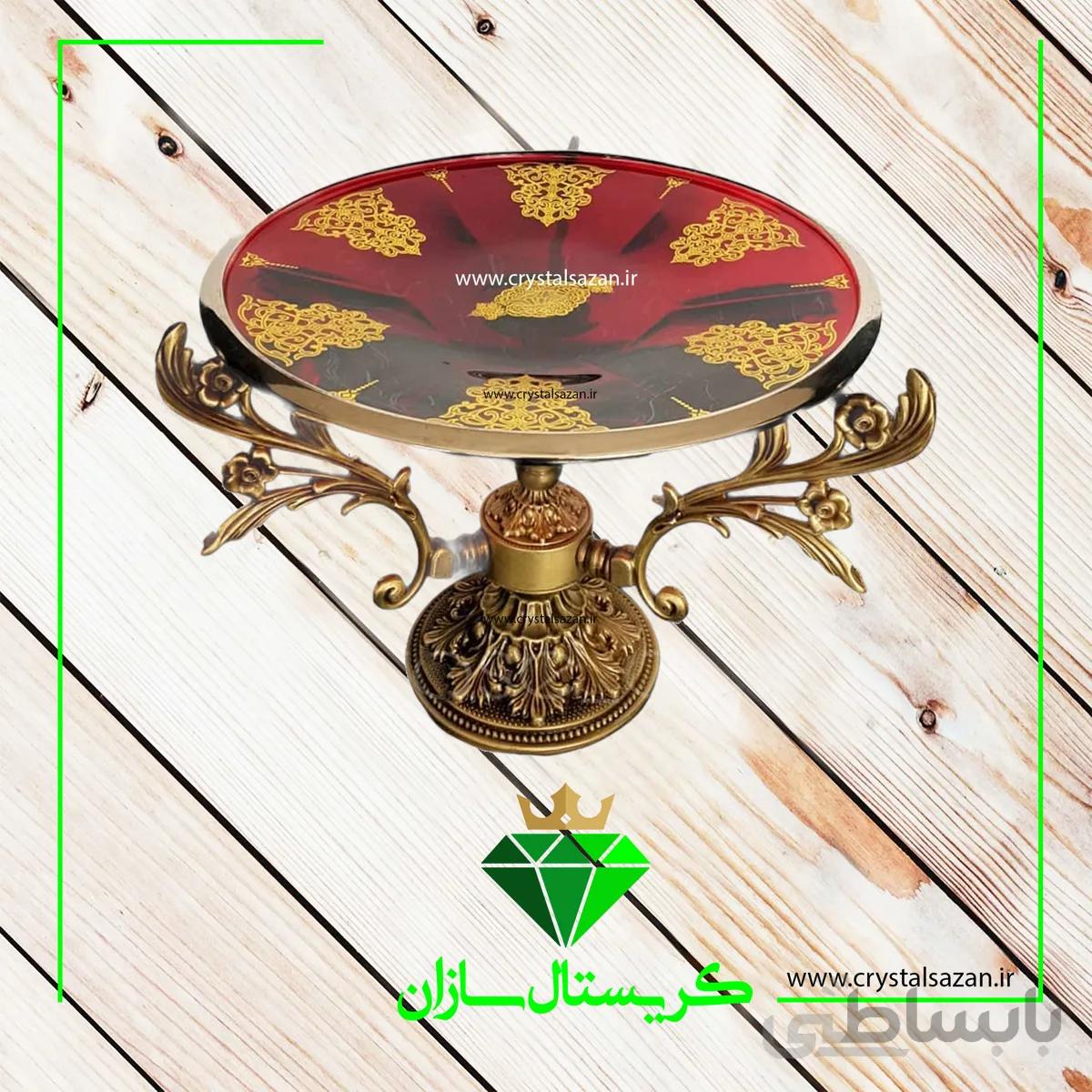شیرینی خوری لب پلاتین با نقشینه های طلا برجسته کریستال سازان زرشکی K1256