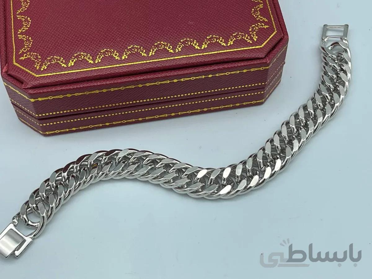 دستبند کارتیر براق با پهنای 13 میل و قفل کتابی