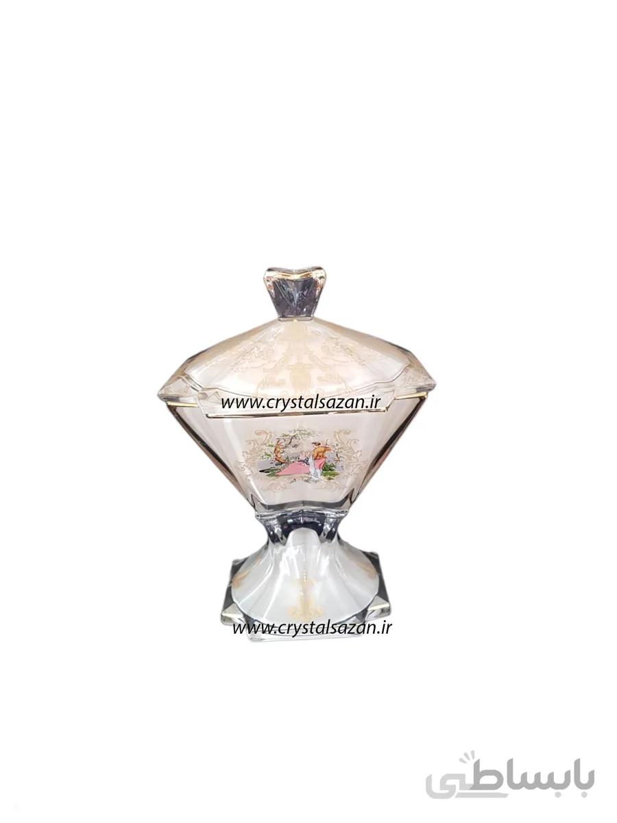 قندان مدل نیترو طرح رومنس شیری کریستال سازان کد CS1247-2