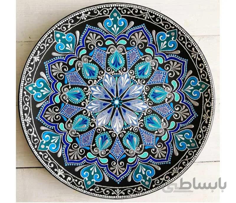 بشقاب سفالی طرح آبی