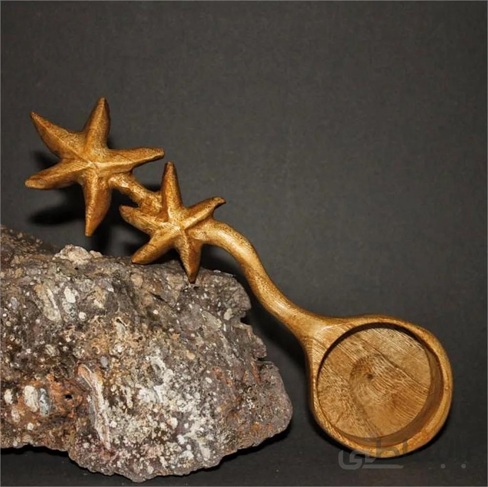 قاشق چوبی طرح ستاره دریایی ا Wooden spoon designs, nautical star