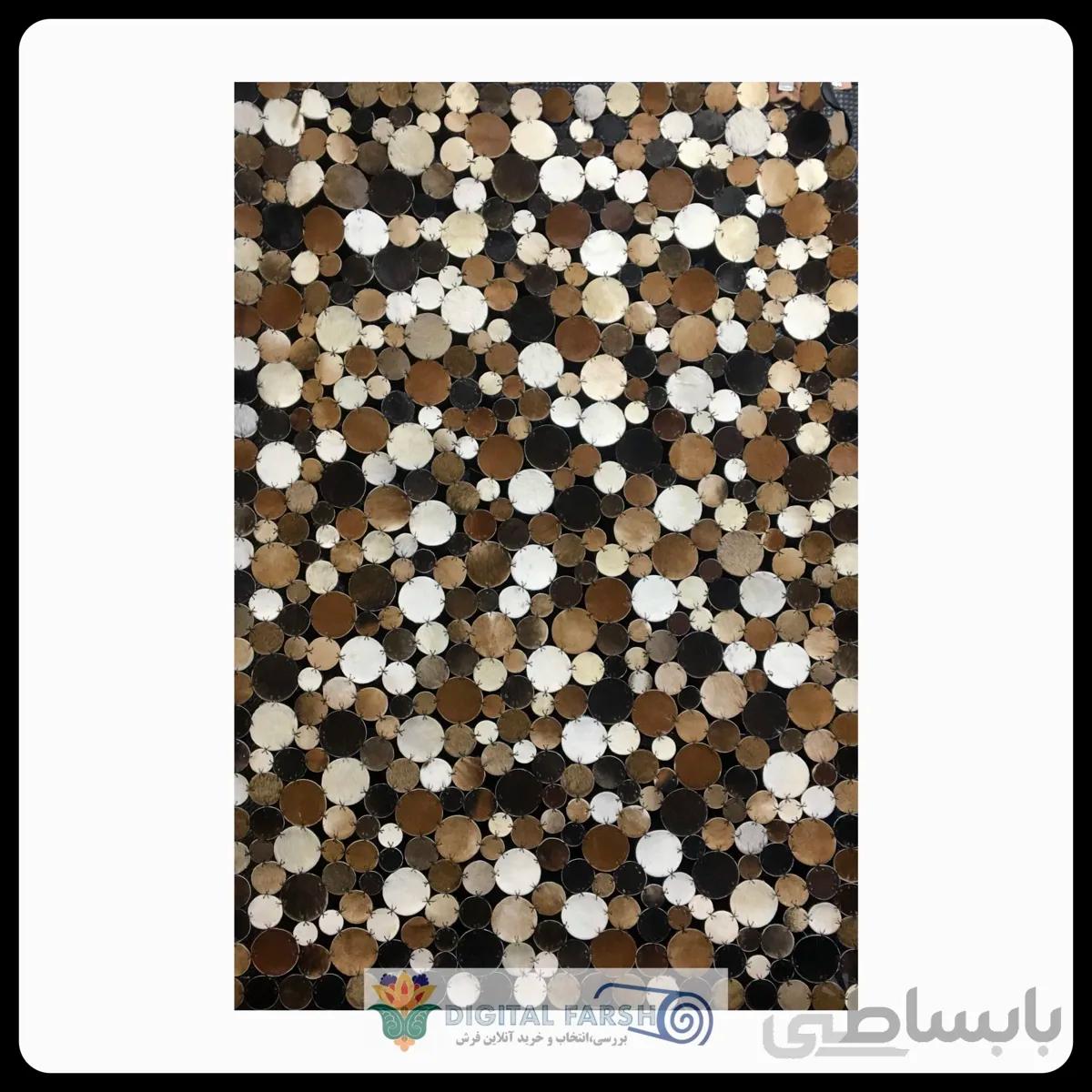 فرش تیکه دوزی پوست طبیعی گاو طرد دایره ای دست دوز ا cow skin