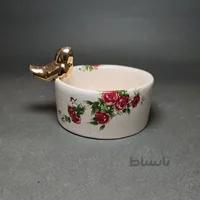 کاسه گلسرخی پرنده طلا سایز ۱