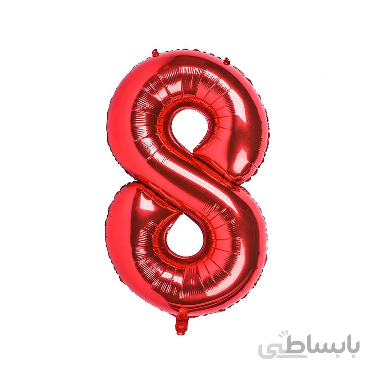 بادکنک فویلی قرمز عدد 8 سایز 32 اینچ
