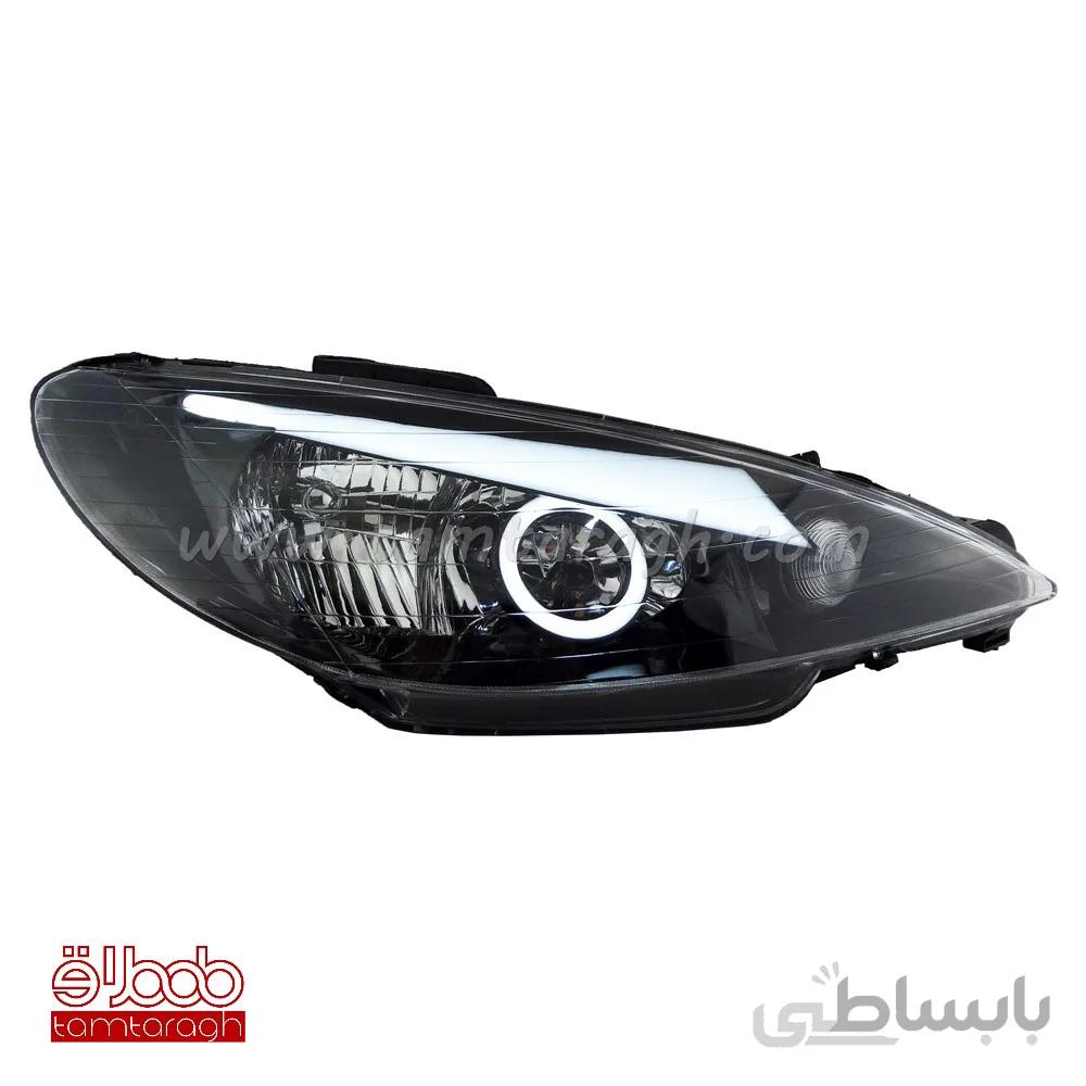 چراغ اسپرت جلو (بلوری) پژو 206 طرح انگری angry