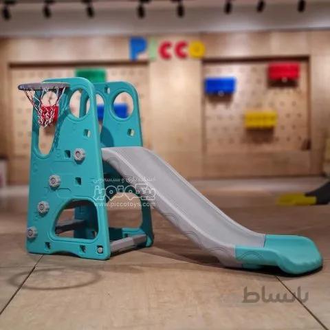 سرسره کودک 3 پله با حلقه بسکتبال مدل ABCD سبز کد 3922760