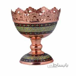 آجیل خوری مسی خاتم کاری اثر آقاجانی ارتفاع 11سانتی متر کد C-482