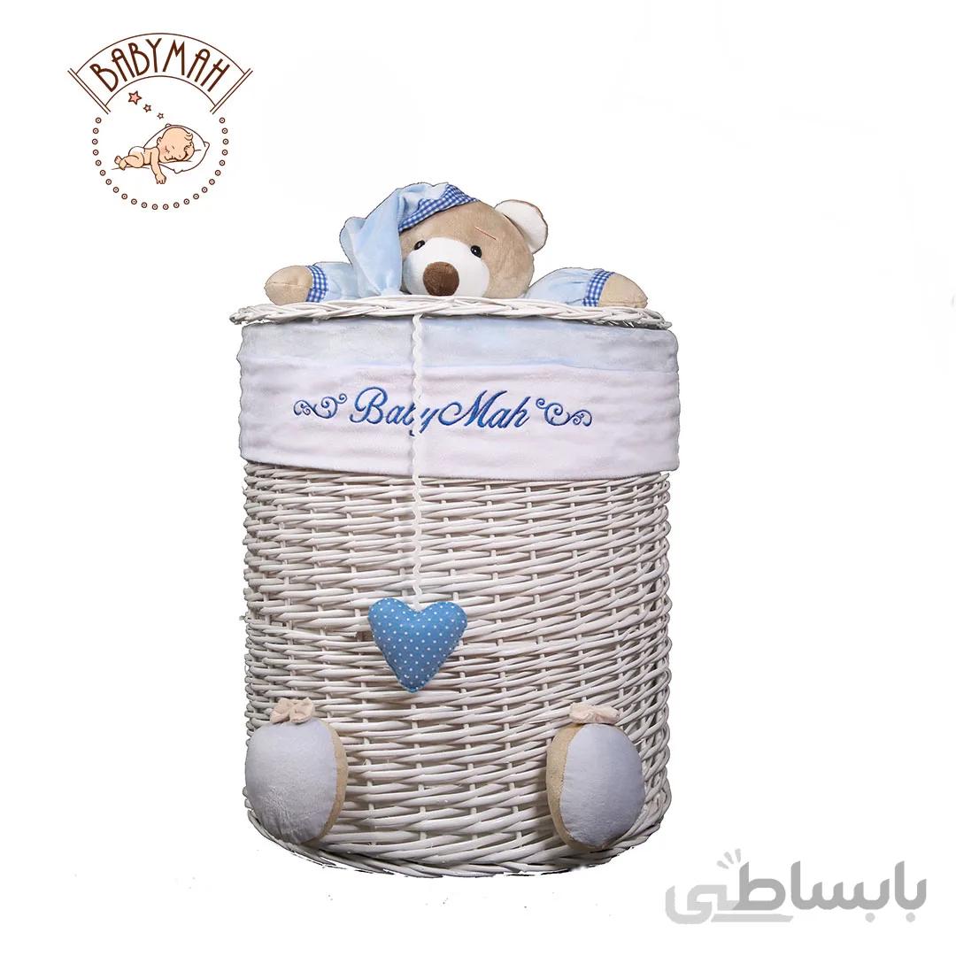 سبد متوسط استوانه خرس رنگ آبی