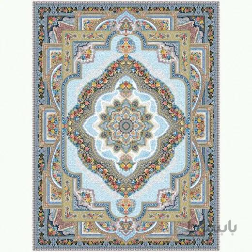 فرش ماشینی زاگرس طرح باغ معلق زمینه کرم