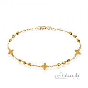 دستبند طلا با گل و گوی کد CB372