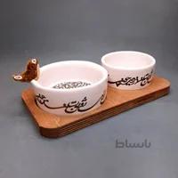 اردوخوری سنتی خطاطی دستساز با پرنده طلا دوسایزی