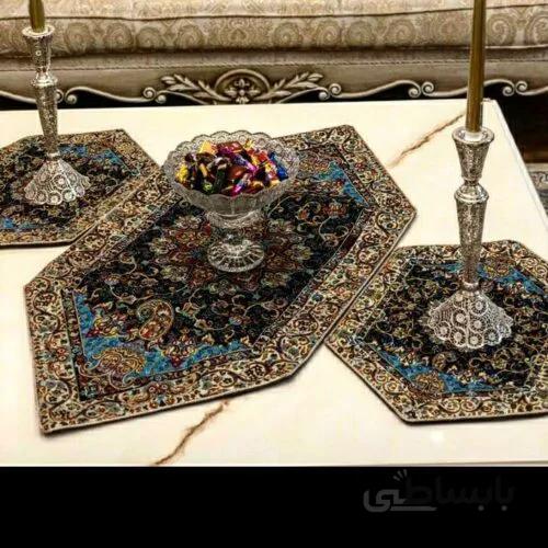 رومیزی 3 تیکه ترمه سنتی طرح شمیم