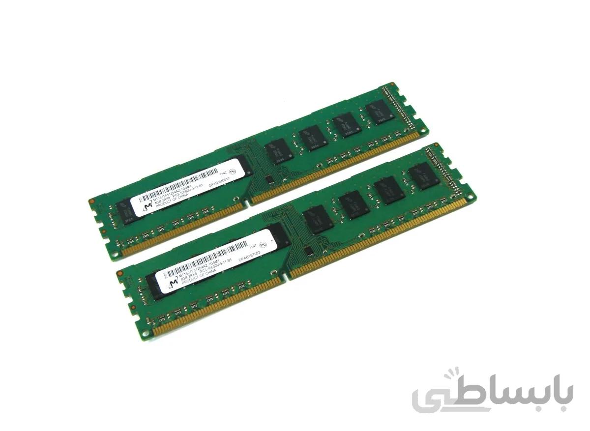رم کامپیوتر میکرون مدل DDR3 1600MHz 240Pin DIMM 12800 ظرفیت 4 گیگابایت ا Micron 12800 1600MHz Desktop DDR3 RAM 4GB