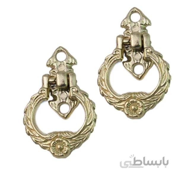 دستگیره آنتیک آویز حلقه ای طلایی بسته 2 عددی